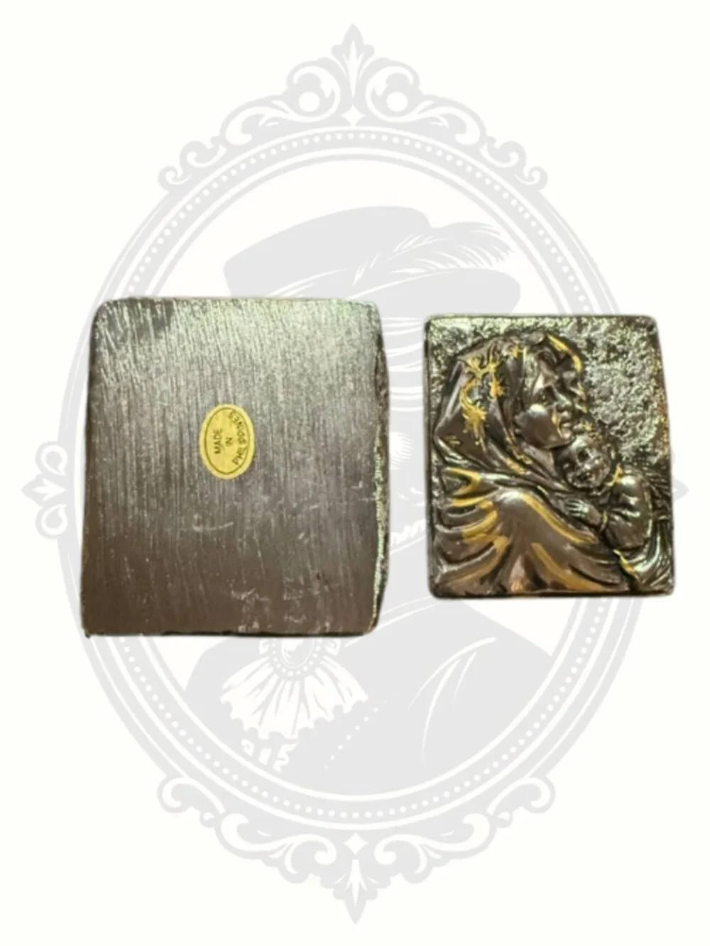 Vintage Madonna & Child Religious Keepsake Box Cast Metal Made in Philippines
